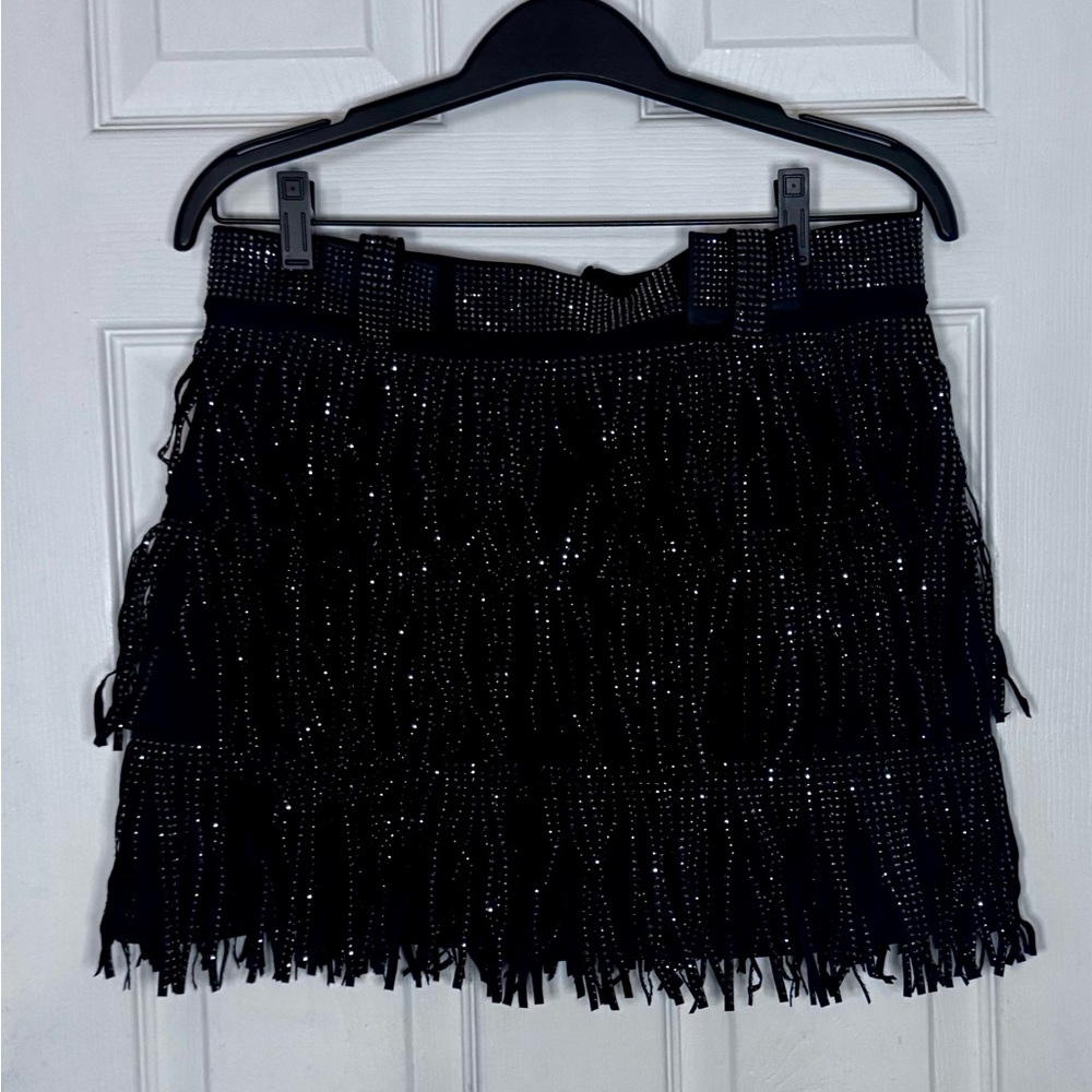 Black fringe sparkle skirt